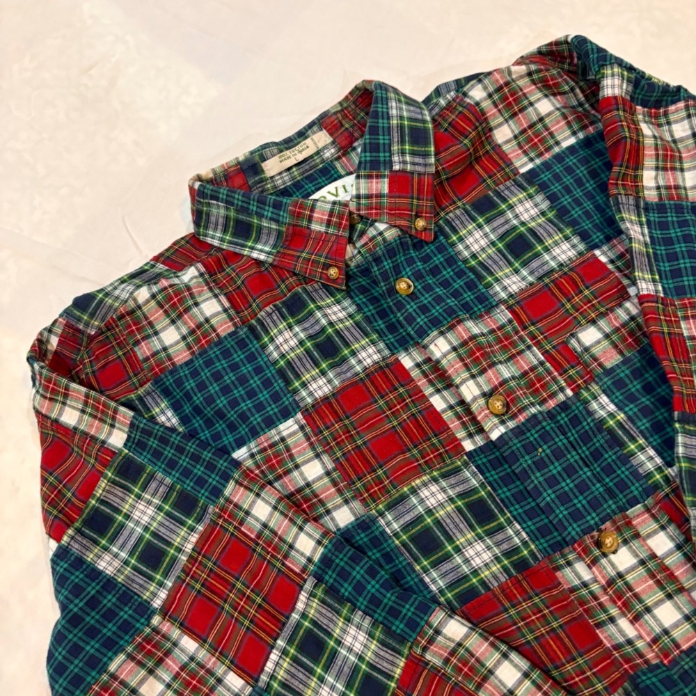 Orvis Mens Patchwork Plaid Button Down Shirt Mult… - image 2